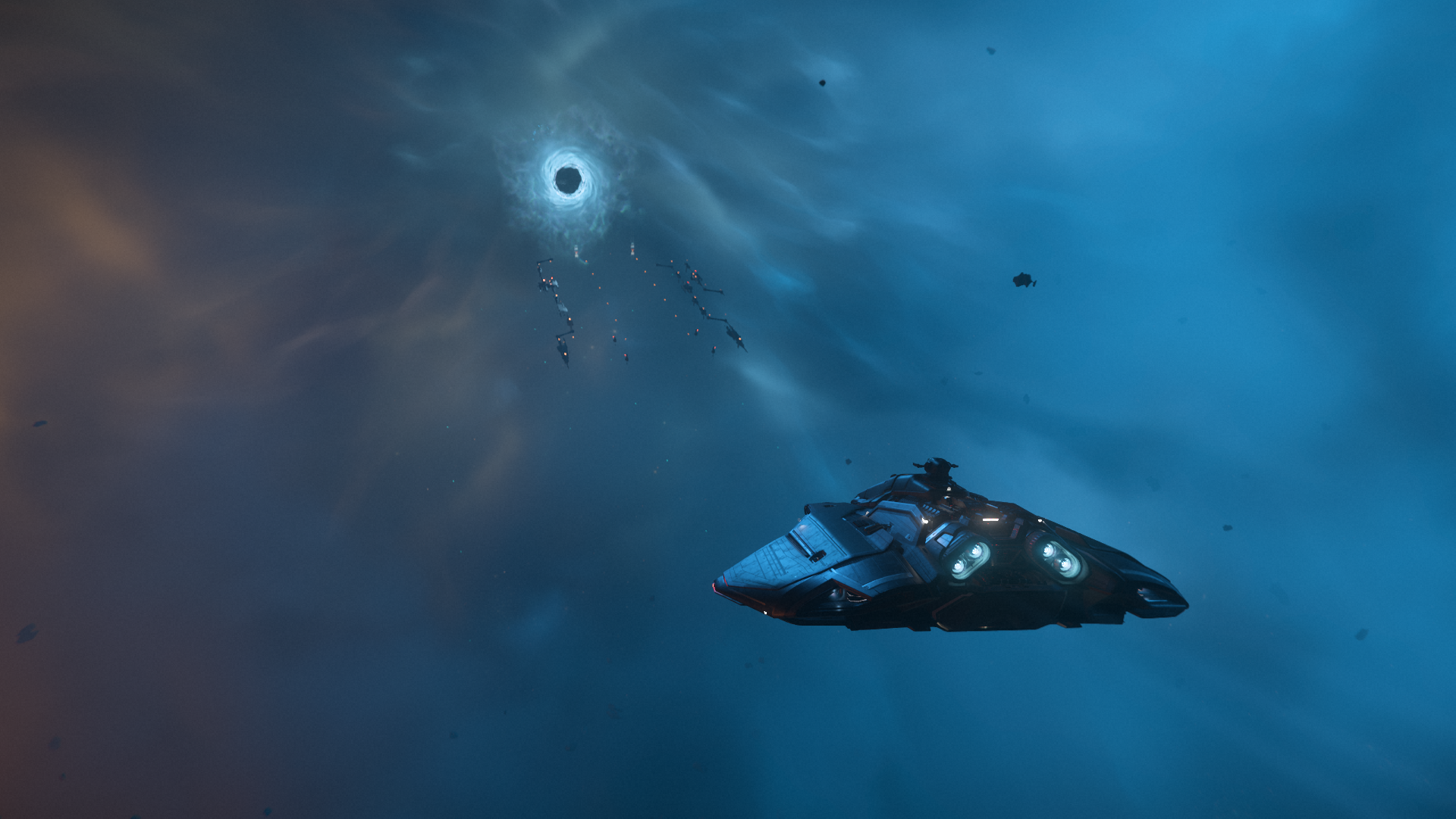 Exploration ship at jump point